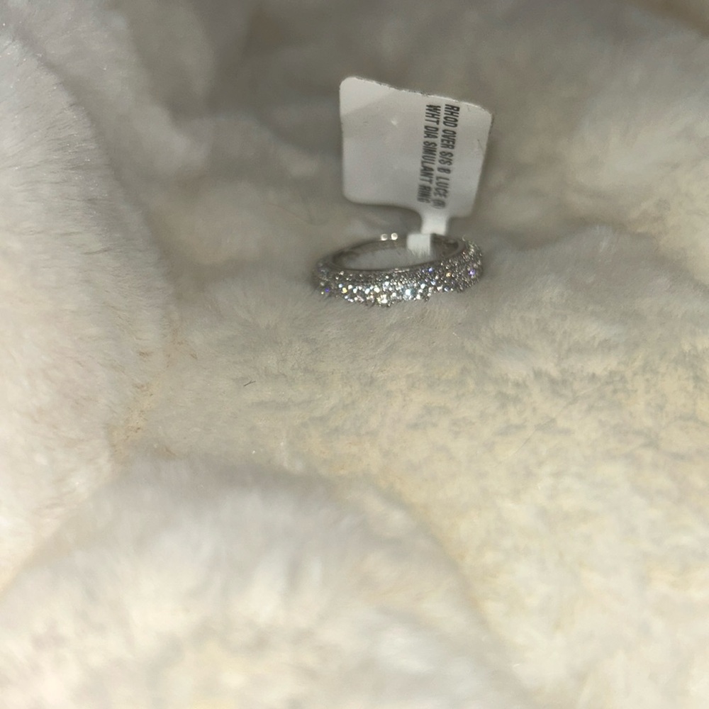 JTV Silver-Tone Pave Sparkle Ring